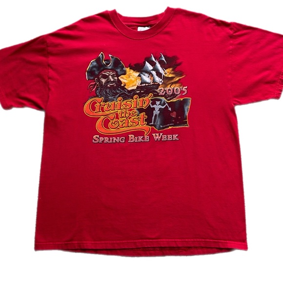 Cruising the Coast Y2K Pirate Myrtle Beach Bike Week Motorcycle Tee - Picture 9 of 9